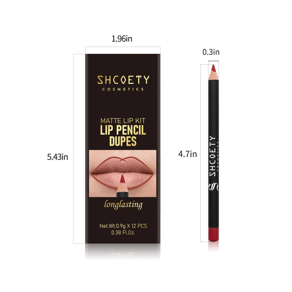 12pc Nude Lipliner Lipstick Pen Velvet Dark Red Natural Outline Lip Tint Contour Pencil Set Non-stick Cup Labial Shadow Liner Qme