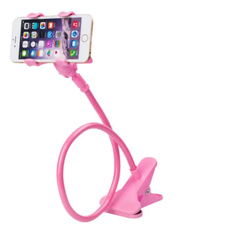 360 Clip Mobile Phone Holder Stand Portable Flexible Lazy Bed Desktop Bracket Smartphones Desk Bed Mount Stand Car Mount Bracket Qme Pink