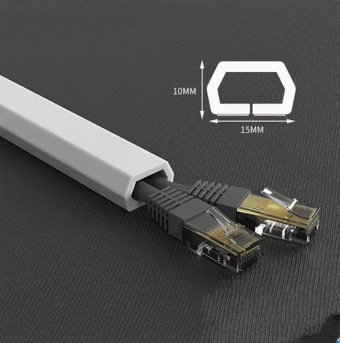 Arc Floor Cable Protector Invisible Flexible Cable Tray PVC Self-adhesive Anti-Step Protector Wire Organizer Home Decoration Qme white-B 1m
