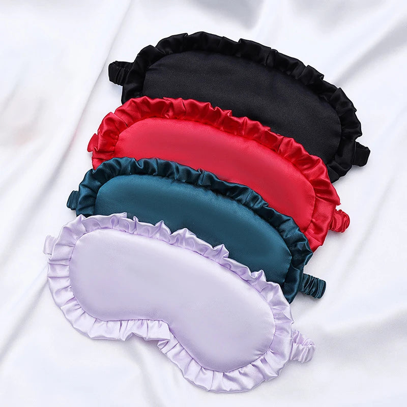 Silk Ruffle Sleep Eye Mask Protection Travel Soft Sleeping Shading Qme