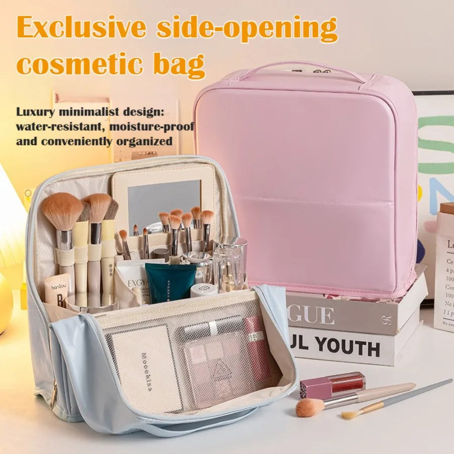 Travel Makeup Bag Women Large Capacity Waterproof Cosmetic Organizer Qme