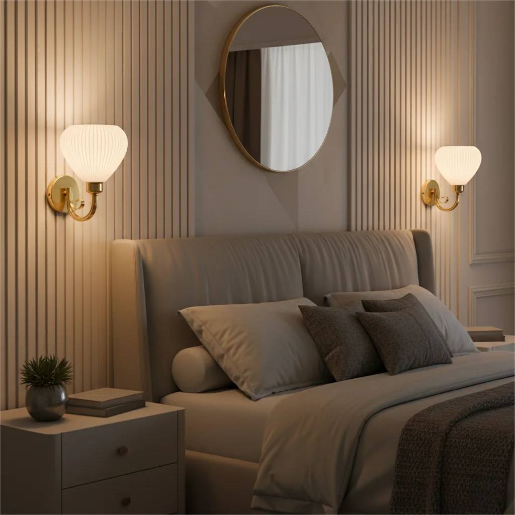 Modern Simple Soft Style Wall Lamp Metal Body Gold Color Bedroom Decor Sconce Light LED Acrylic Lampshade Corridor Wall Lustre Qme