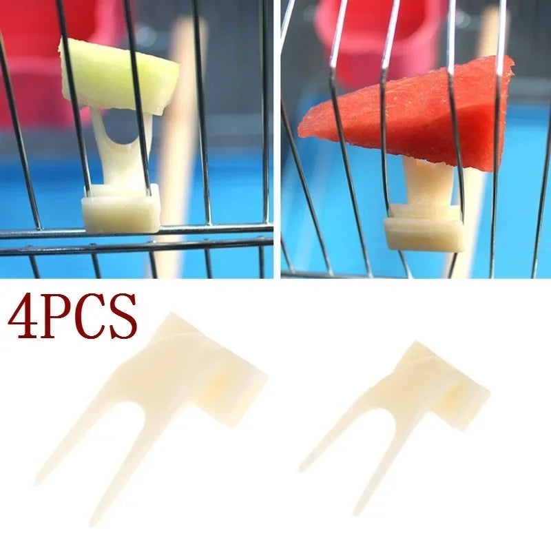 4 Bird Feeding Fruit Forks Pet Supplies Plastic Food Rack Feeder Qme