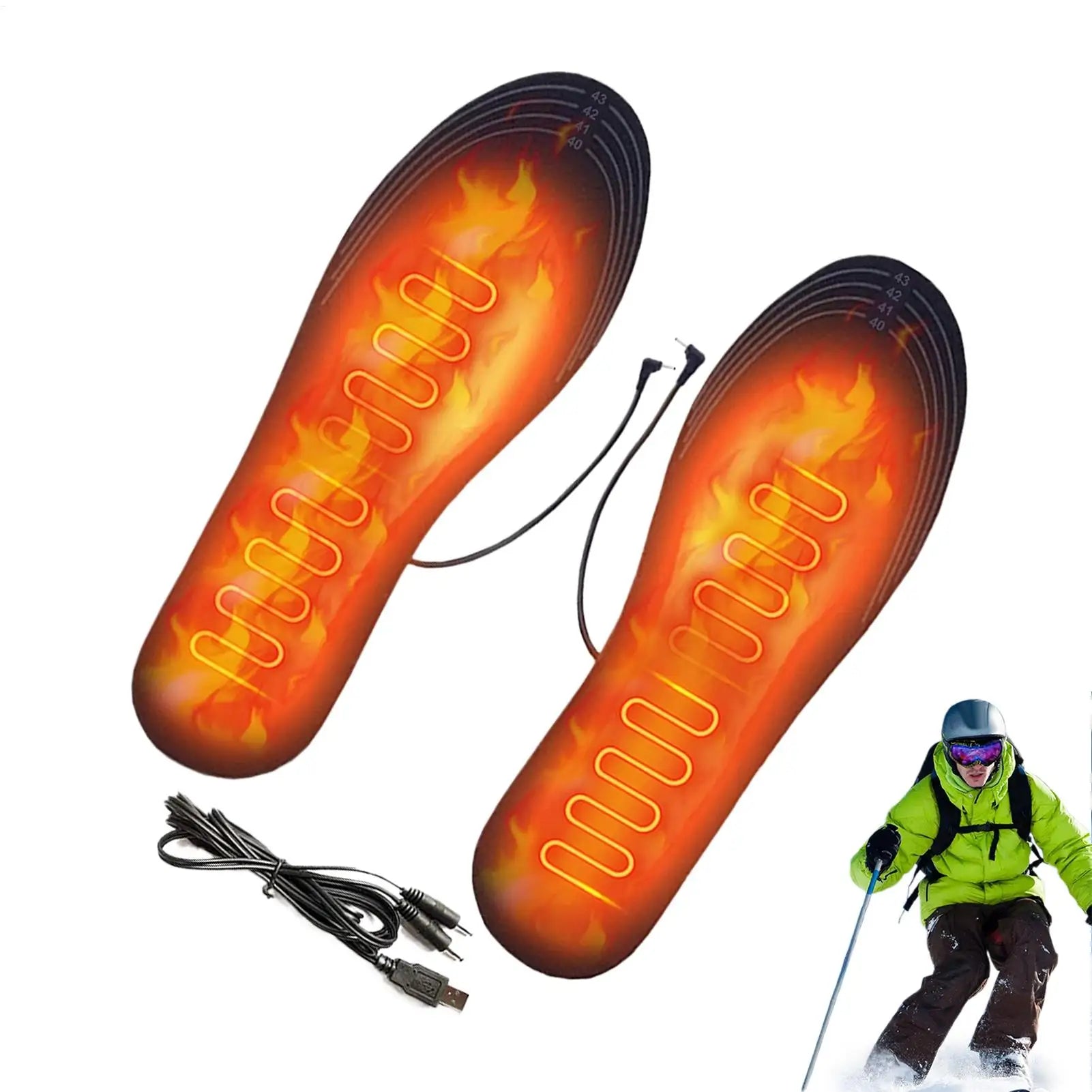 Heated Insoles Cuttable Breathable Feet Warming Pad Electric Foot Warming Pad for Skiing Snowboarding Ice Fishing Hiking Cycling Qme