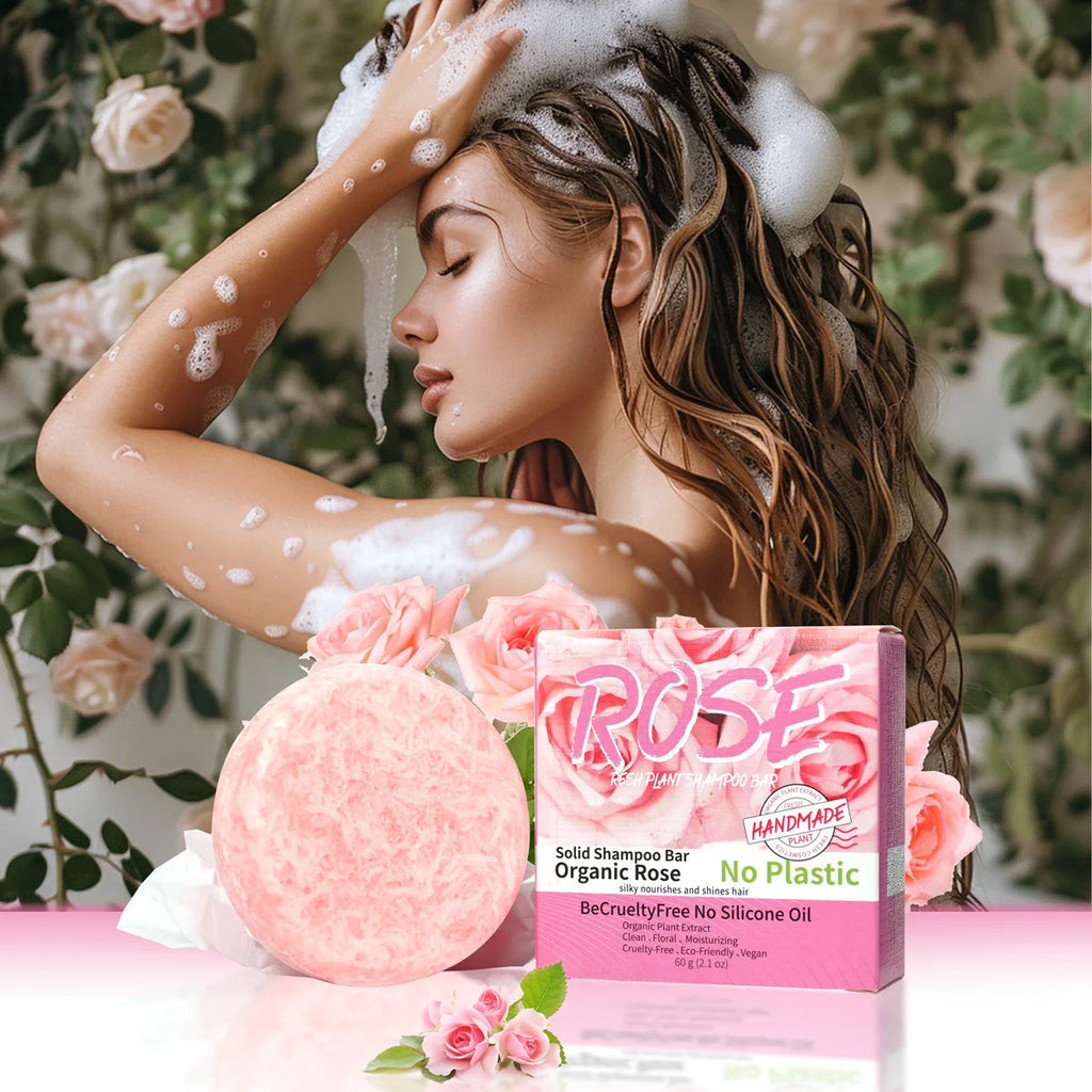 Pink Rose Shampoo Soap Essential Oil Handmade Nourishing Controlling Qme