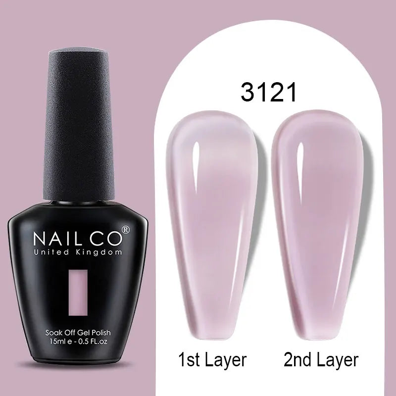 NAILCO Rubber Base Gel Polish Milky Pink Jelly White Beige 6Colors