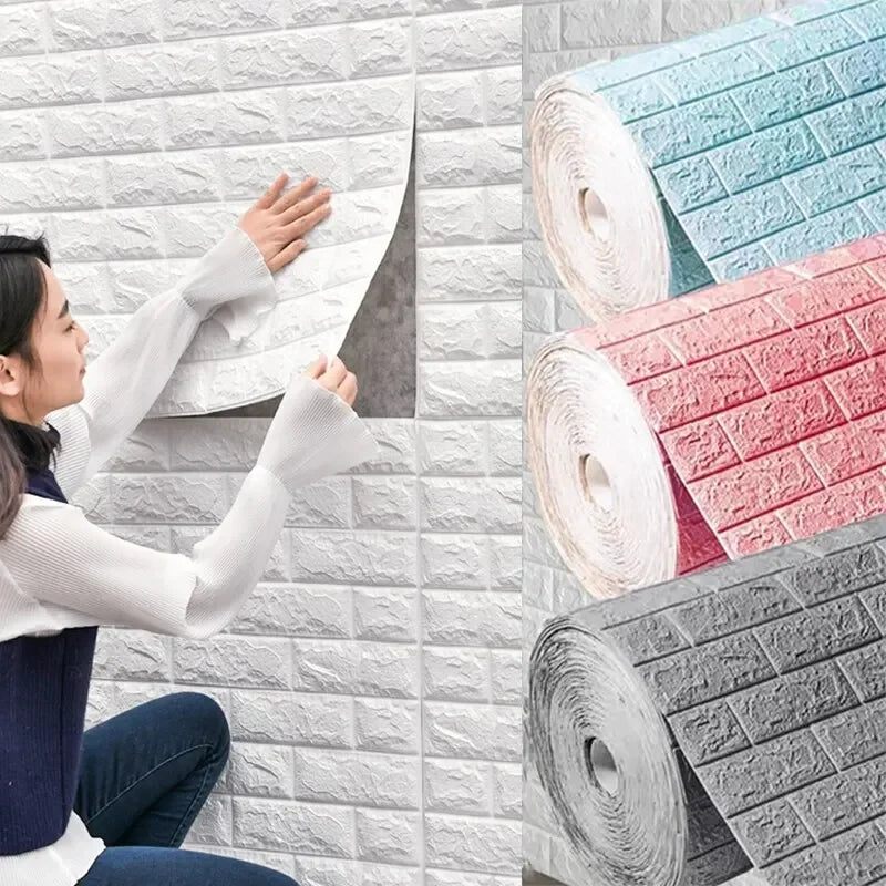 1-10pcs 77cm*70cm 3DWall Sticker Solid Color Faux Brick Bedroom Home Decor Waterproof Self Adhesive DIY Living Room Wallpaper Qme