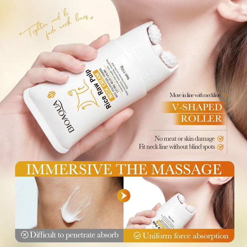Collagen Neck Rolling Massage Cream Rice Extract Deeply Moisturizes Qme