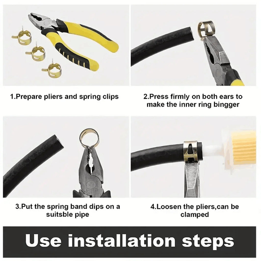 75Pcs 6-10mm Manganese Steel Spring Driven Hose Clamp Low Pressure Air Clamp Fastener Sorting Kit For Pipes, Automobiles Qme
