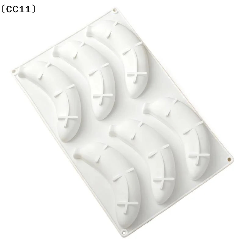 6 12 Cavity Banana Mousse Cake Silicone Mold DIY Chocolate Pudding Qme