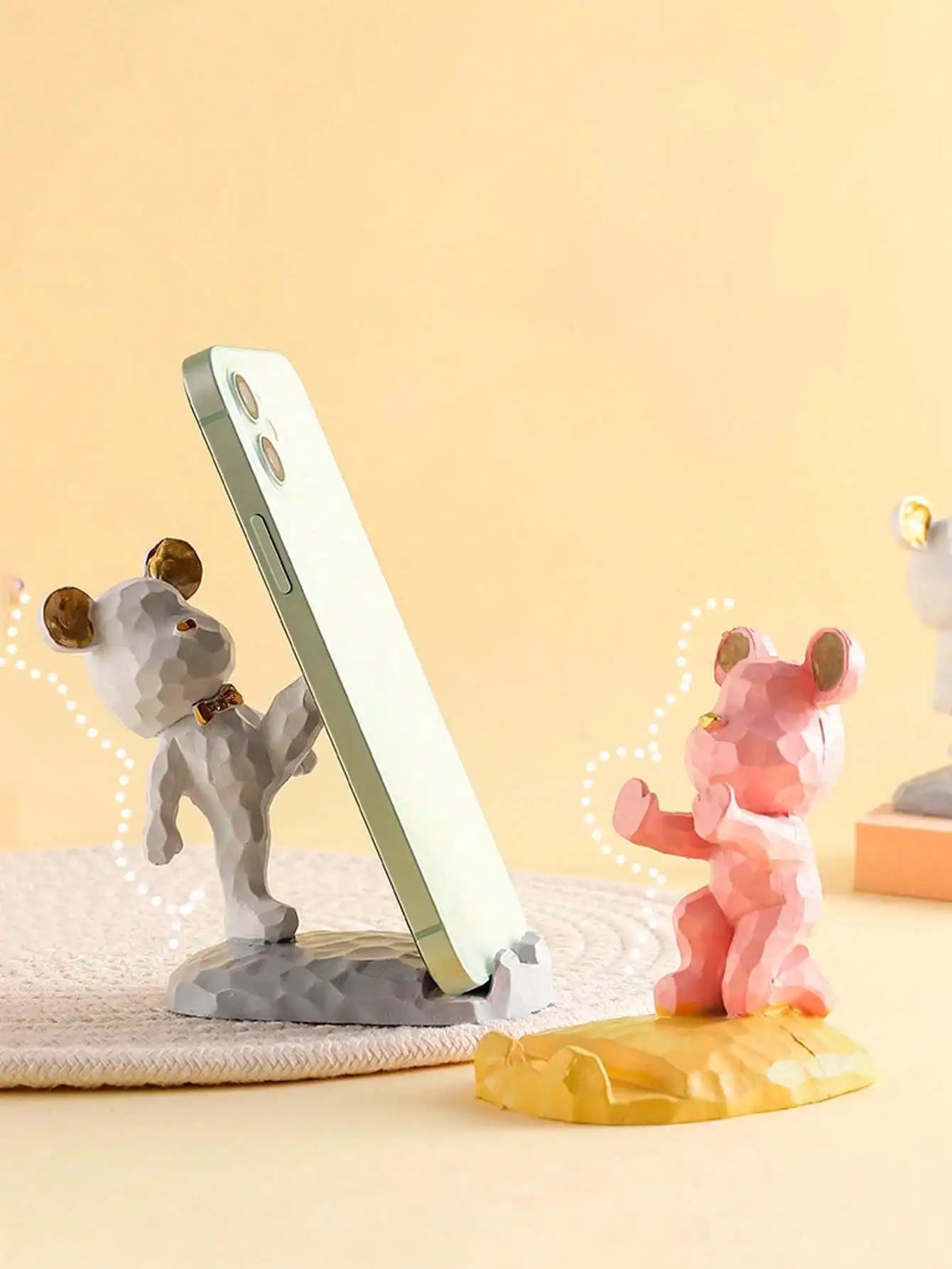1 Cute Bear Shaped Phone Holder Decoration Compatible Mobile Phones Qme