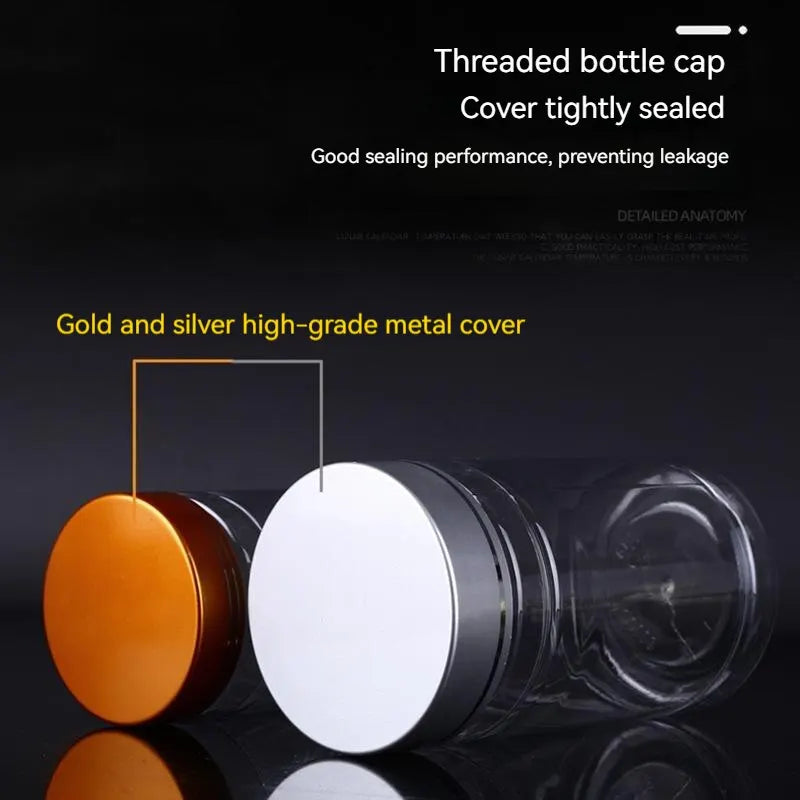 5pcs 200ml Plastic Bottle With Metal Cap Transparent Plastic Dried Fruit Bottle With Cap Empty Bottle Sealed Bottle Jar Qme