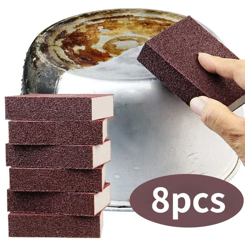 8/1Pcs Magic Sponge Eraser Carborundum Removing Rust Cleaning Brush Descaling Clean Rub for Cooktop Pot Kitchen Sponge Qme