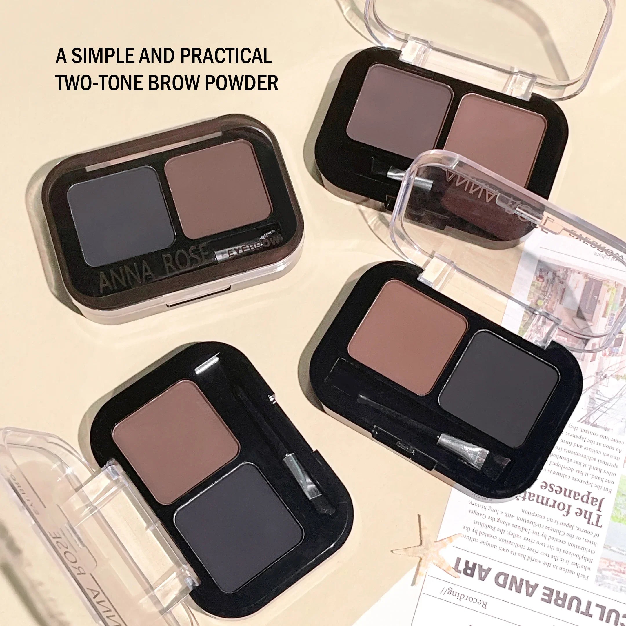 2Color Eyebrow Powder Palette Makeup Black Brown EyeBrow Enhancer Professional Waterproof Cosmetic Eye Shadow Palette with Brush Qme