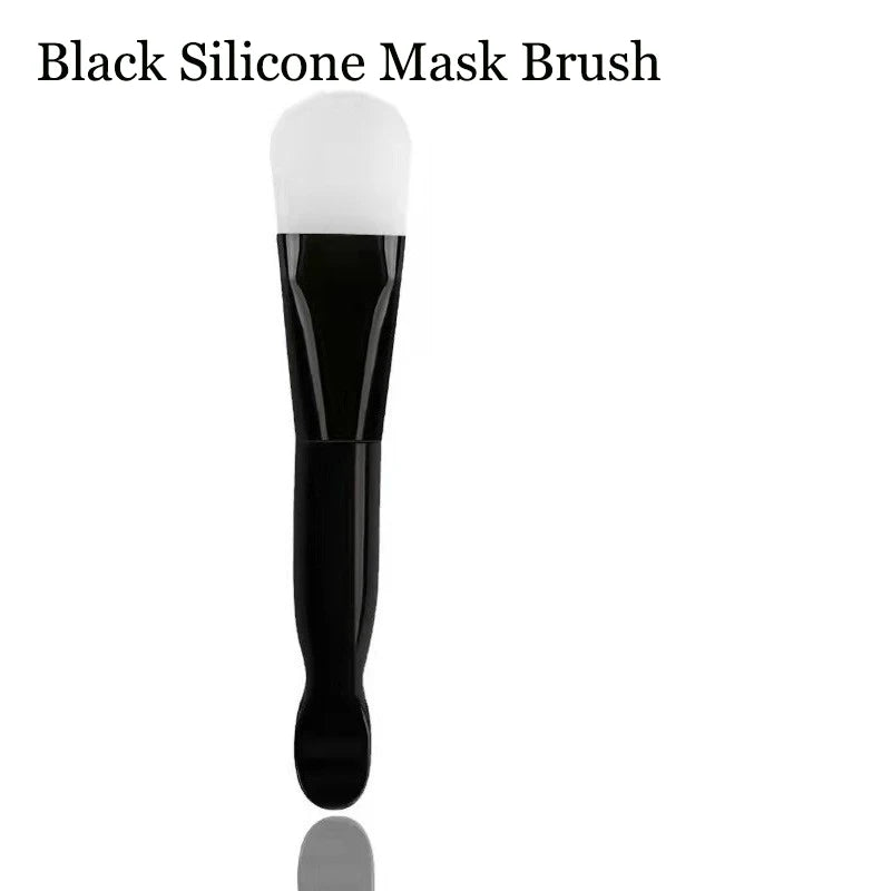 1PC Professional Double Ending Soft Bristle Silicone Wear-resistant Facial Flexible Mask Brush Skin Care Cleaning Beauty Tools Qme Black Silicone