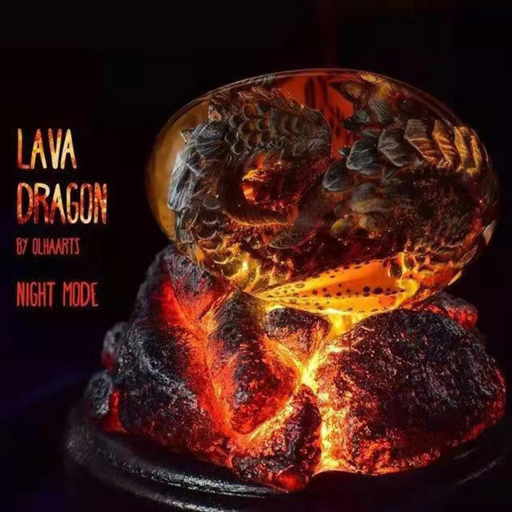 Lava Dragon Egg Statue Ornament Cosplay Dinosaur Resin Art Craft Sculpture Crystal Gemstone Halloween Decoration Toy Prop Qme