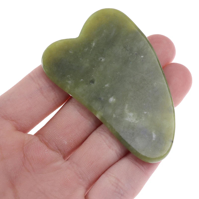 Gua Sha Natural Green Jade Quartz Crystal Stone Bodys Massage Board Qme