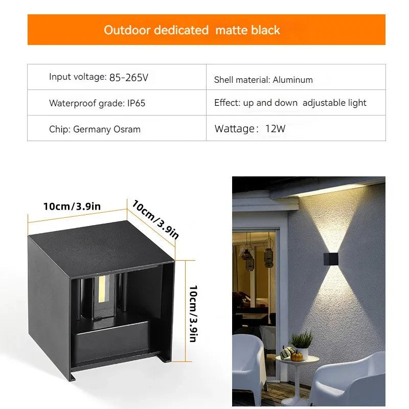 LED Outdoor Wall Light Interior Home Decor Wall Lighting AC85-265 Exterior Wall Lamps for Garden Yard IP65 Waterproof Porch Lamp Qme