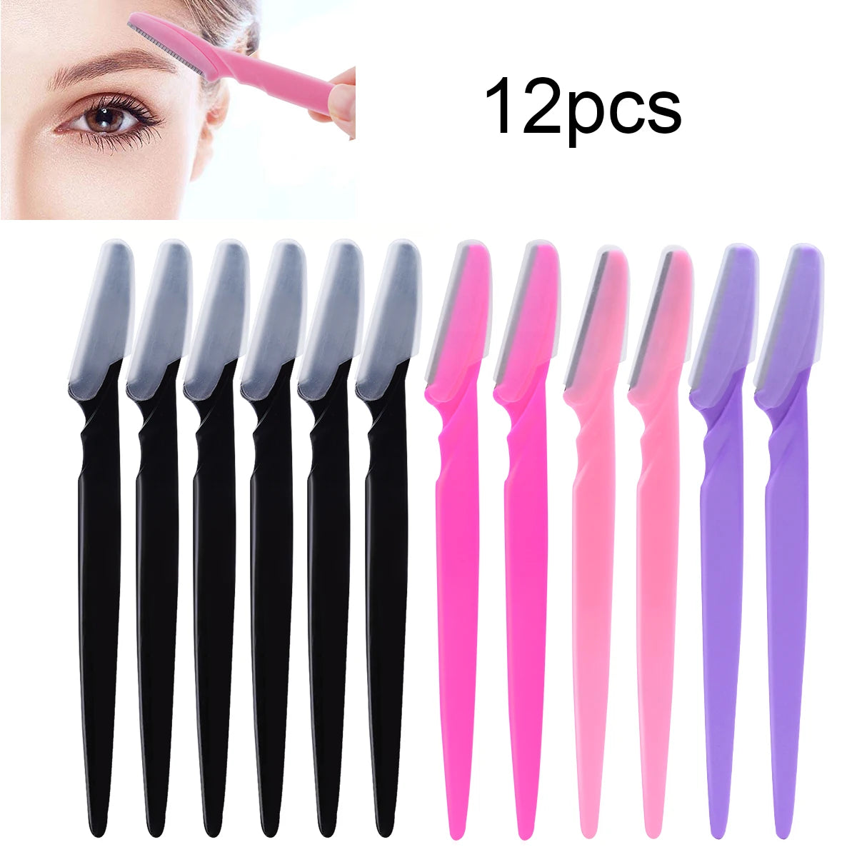 Mix Eyebrow Razor Women Face Body Safe Trimmer Hair Shaver Eye Brow Qme 12pcs mix colors