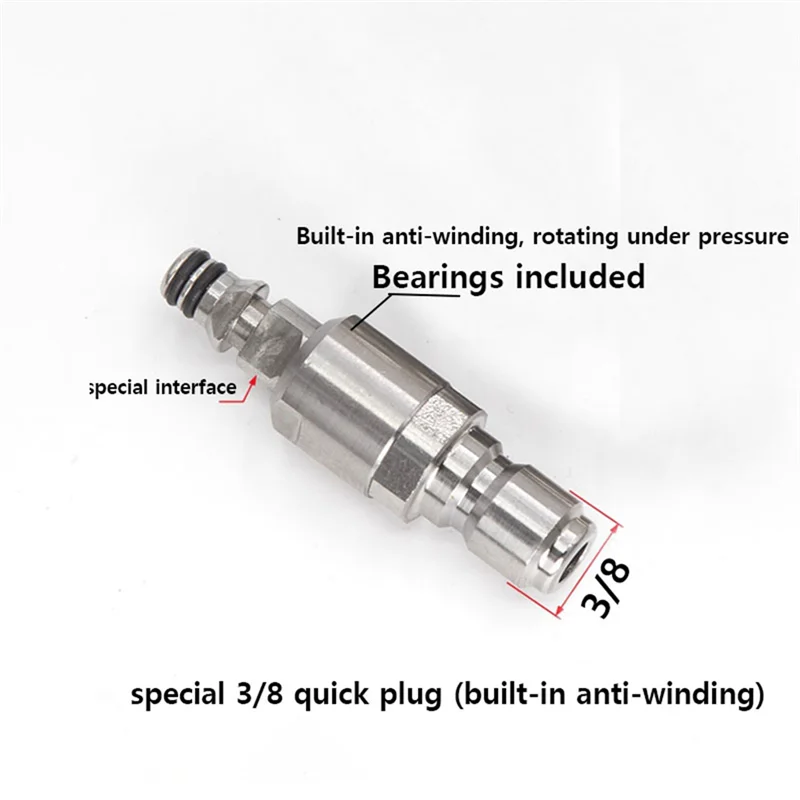 A02F-High Pressure Washer Adapter 3/8 Quick Plug Set Hose Quick Connector For Karcher Water Anti-Winding Conversion Joint Qme
