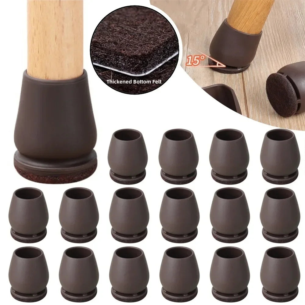 8/16PCS Chair Leg Protector TPE Diagonal Leg Table and Chair Floor Protection with Felt Furniture Leg Cover Furniture Sliders Qme