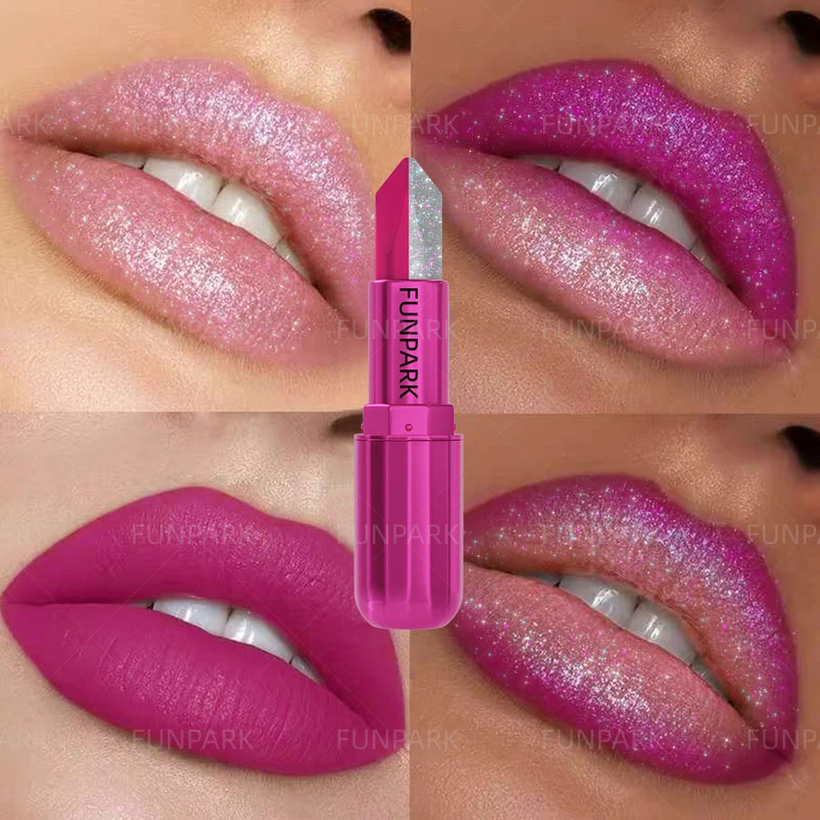Sexy Glitter Two-tone Lipstick Matte Lipsticks Cosmetics Easy Use Lip Qme