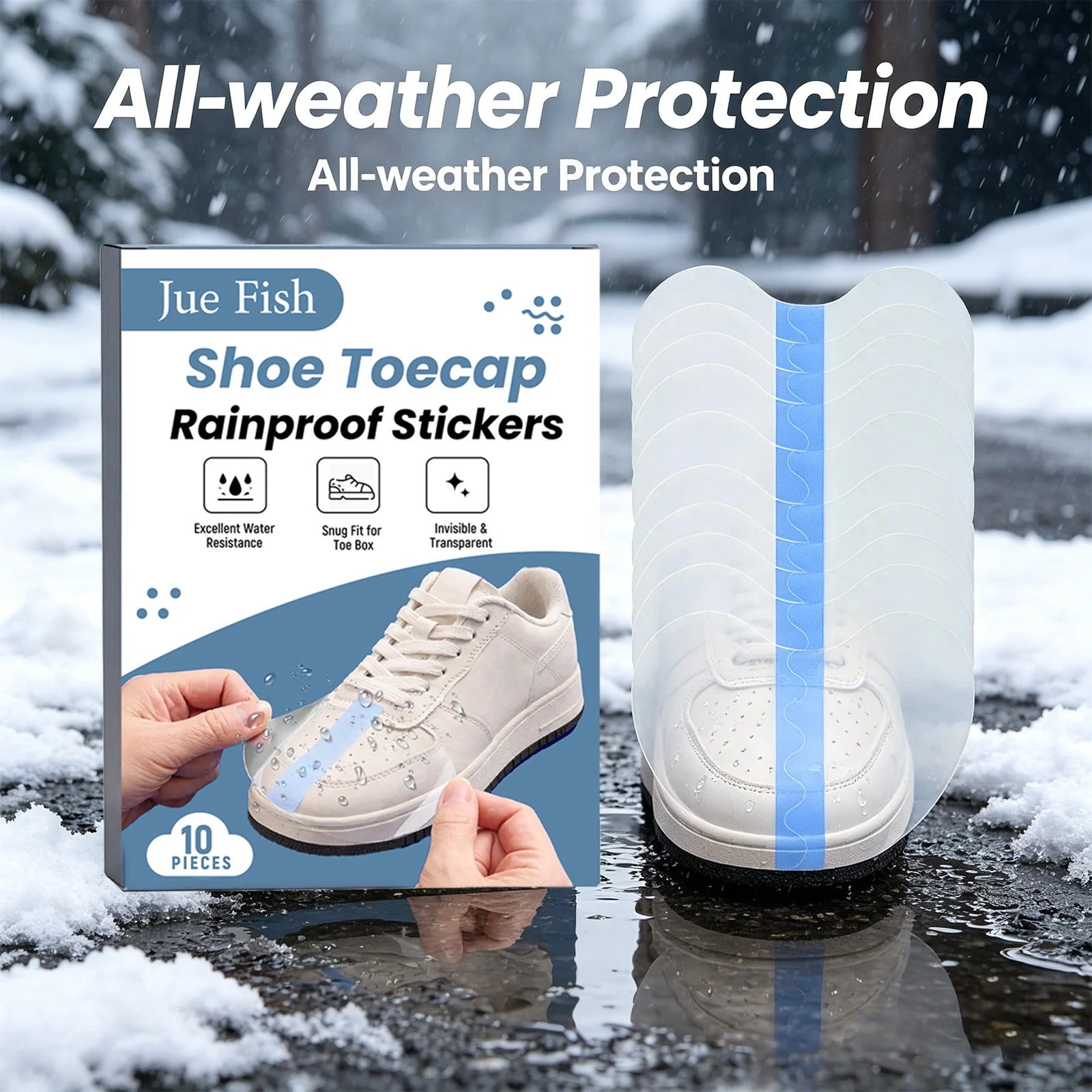Shoe Toecap Rainproof Sticker Lightweight Anti-Scratch Waterproof Self-Adhesive Shoe Protector Invisible Shoe Toe Guard Stickers Qme