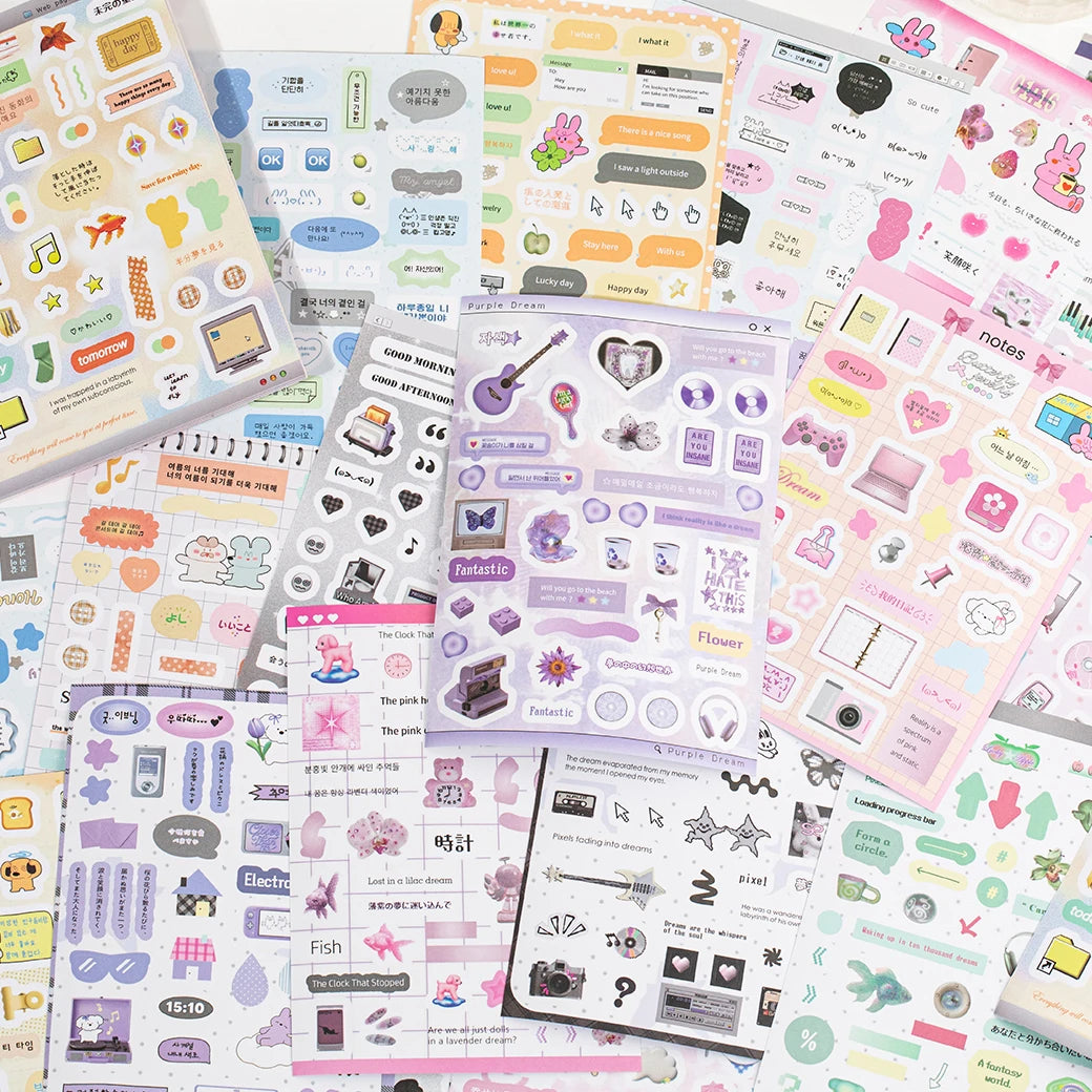 TIANZI 20 Pcs Die cut Stickers Book Cartoon Aesthetics Decoration Handmade Scrapbook Diary Supplies Japanese Stationery Sticker Qme