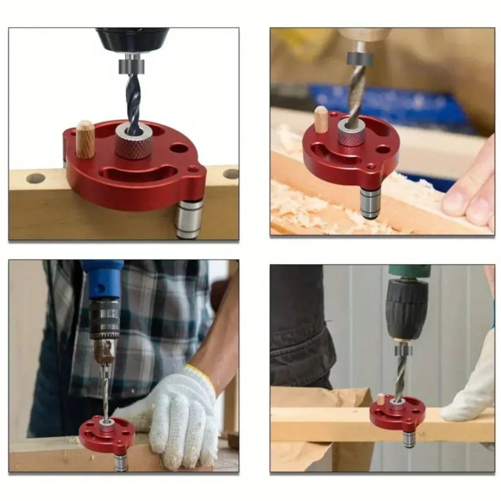 3-10mm Woodworking Self-Centering Dowel Jig Handheld Drill Guide Locator Straight Holes Wood Panel Hole Puncher Locator Tool Qme