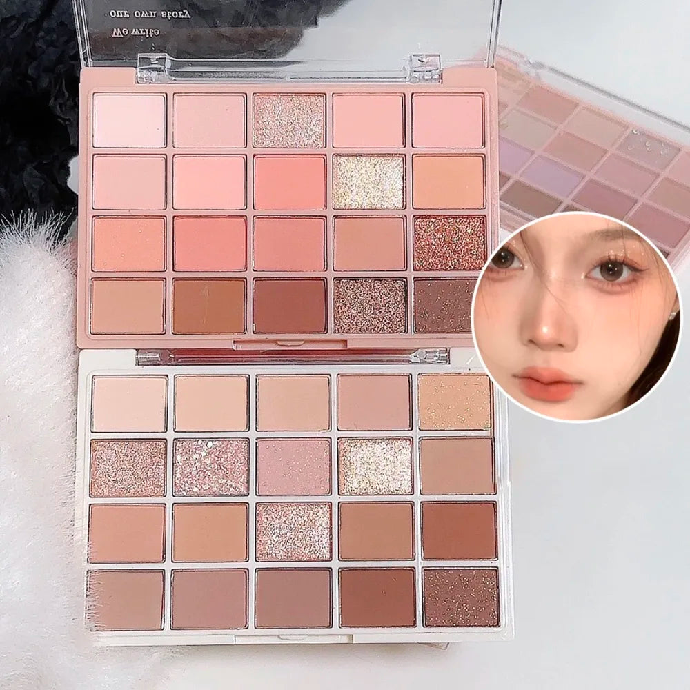 20-Color Warm Eyeshadow Palette Romantic Smoky Rose Tones Matte Qme