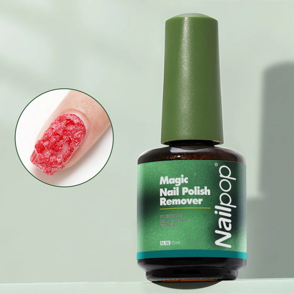 NAILPOP Magic Gel Polish Remover Nail Tips Soak Off UV LED Cleaner Qme Magic Remover 15ml