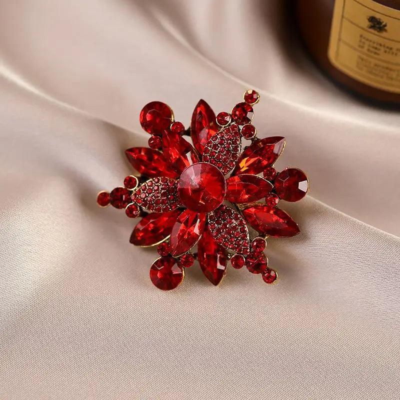 Crystal Peach Blossom Brooches For Women Men Charming Shining Flowers Party Office Brooch Pins Jewelry Gifts Qme style 6