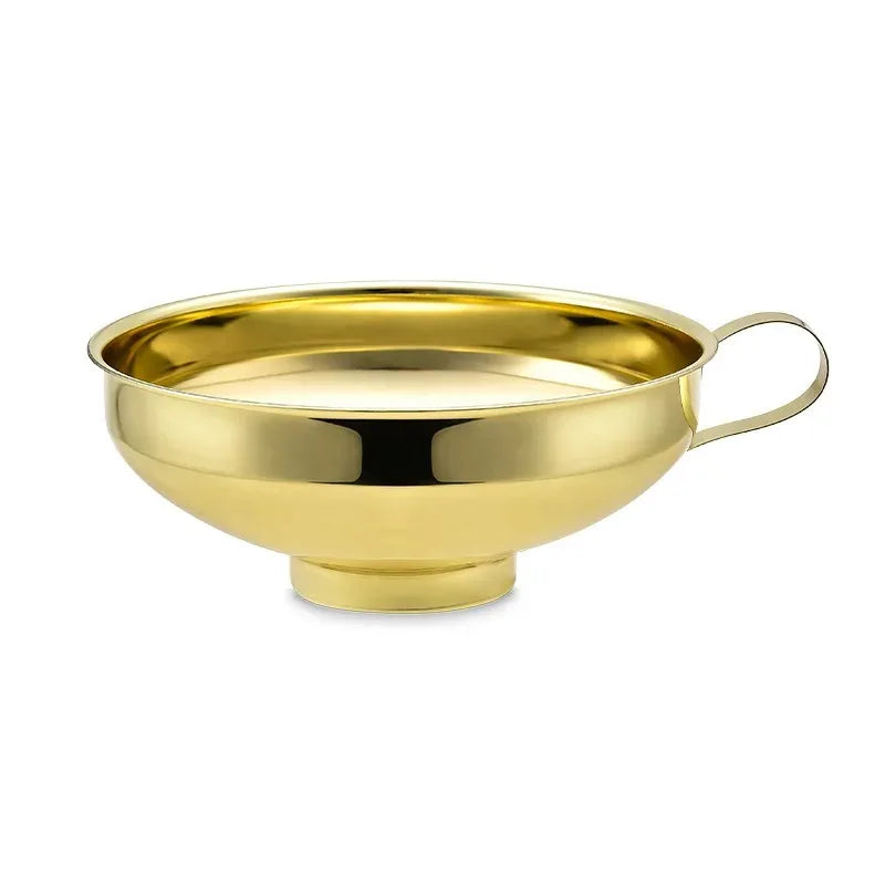 Durable Stainless Steel Kitchen Funnel Large Wide Mouth Design for Home Canning Jam Oil Liquid Pouring Daily Kitchen Use Qme 1PCS Gold large