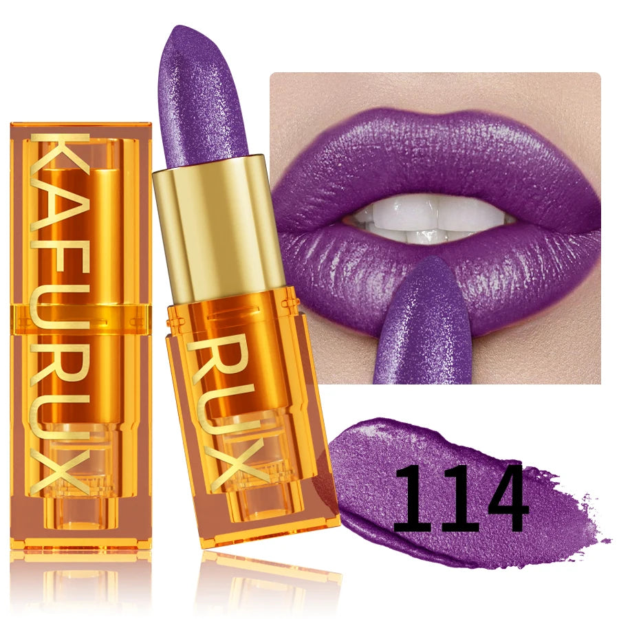 16Colors Bold Intense Glitter Shiny Metallic Lipstick Lip Tint Long Qme 114