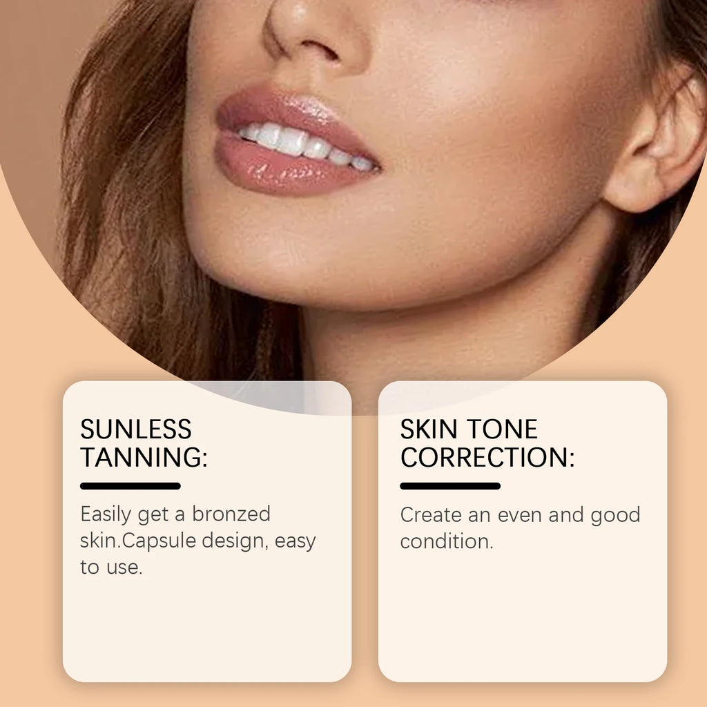 Portable Tanning Capsule Accelerate Natural Bronze Tan Moisturizing & Soothing Even Skin Tone Sunless Self-Tanning Serum Qme