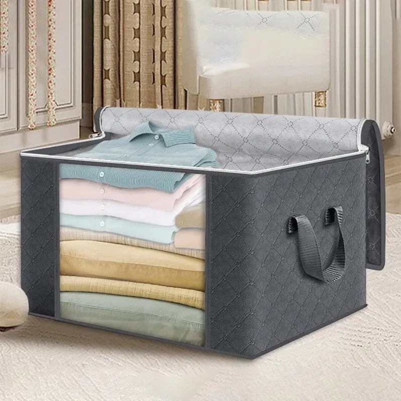 Large Capacity Viewing Window Quilt Storage Bag Household Dustproof Bedding Storage Box Clothing Sorting Bag Moving Organizing Qme