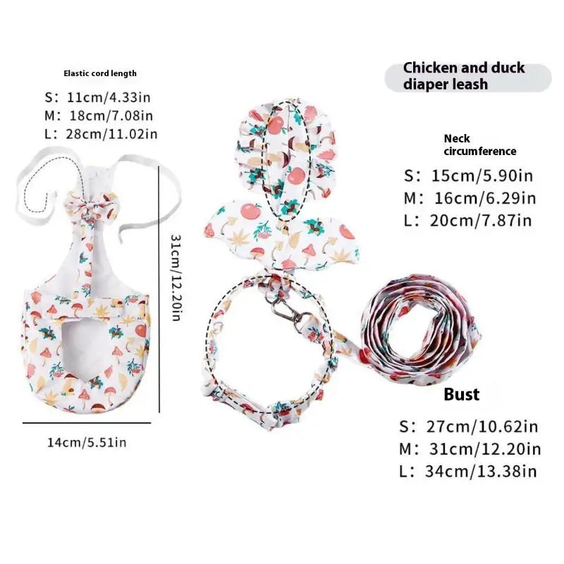 1 Fashion Chicken Duck Vest Diaper Hen Belt Pet Traction Rope Qme M C