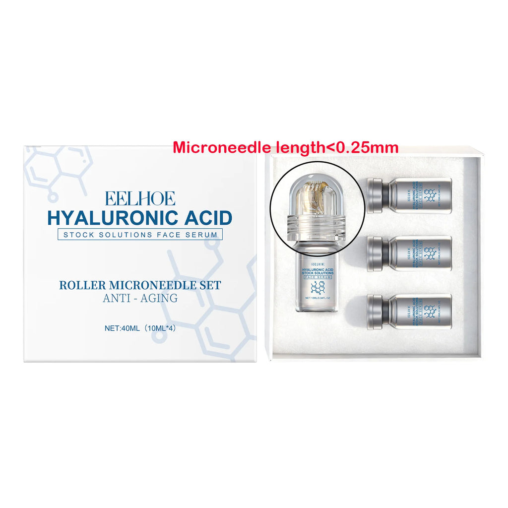 Hyaluronic Acid Stock Solutions Face Serum with Roller Microneedle Set Moisturizing Anti-Wrinkle Facial Serum Smoothing Refresh Qme