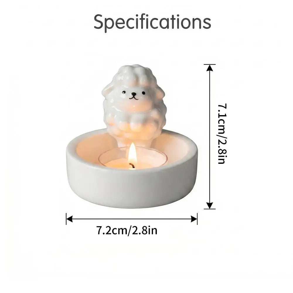 Cute Tealight Holder Aesthetic Table Centerpiece Ceramic Candlestick Qme White CN