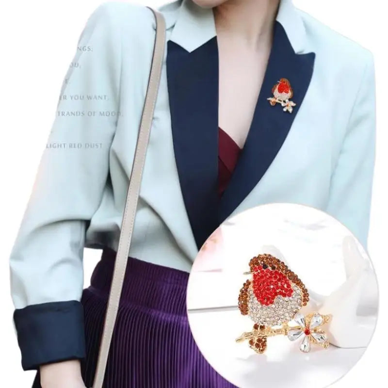 Fashion Luxury Rhinestone Animal Bird Brooches Women Clothing Coat Qme