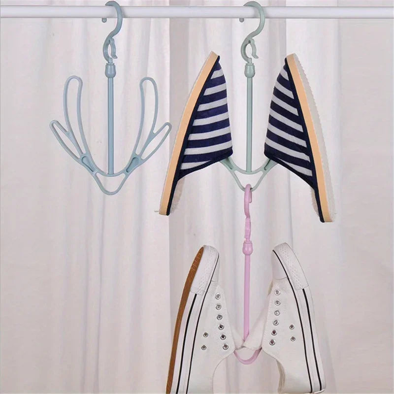 Shoe Drying Rack, Hook, Multi-Functional 360 Degree Rotation Balcony Shoe Drying Rack, Clothes Hanger Hook For Hanging Shoes Qme