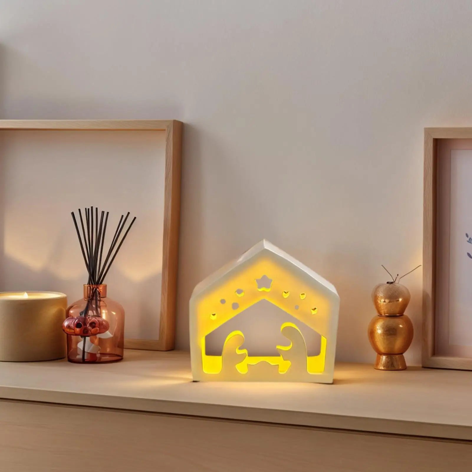 Nativity Scene Silicone Mold Jesus Tealight Holder Template Nativity Silicone Mold for Handmade Scented Candles Plaster Resin Qme