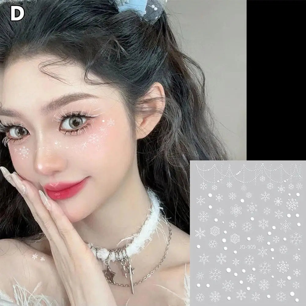 Face And Eye Makeup Stickers Christmas Face Snowflake Stickers 5D Witte Sneeuwvlok Ronde Tattoo Oogschaduw Stickers Qme D CN
