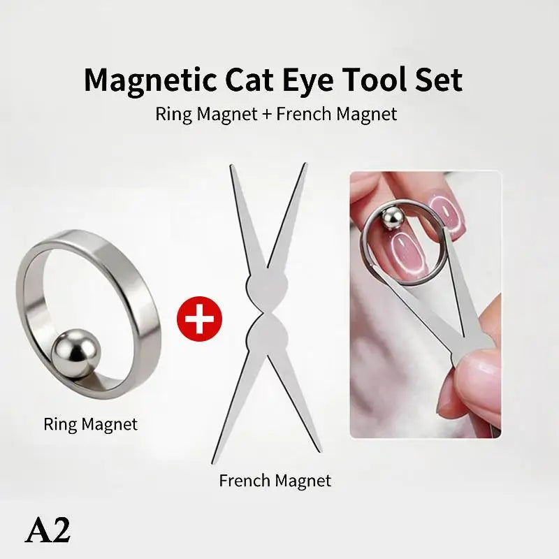 Ring Shaped Cat Eye Magnet Tool Nail Art 3D Hollow Glass Bead Effect Qme A2