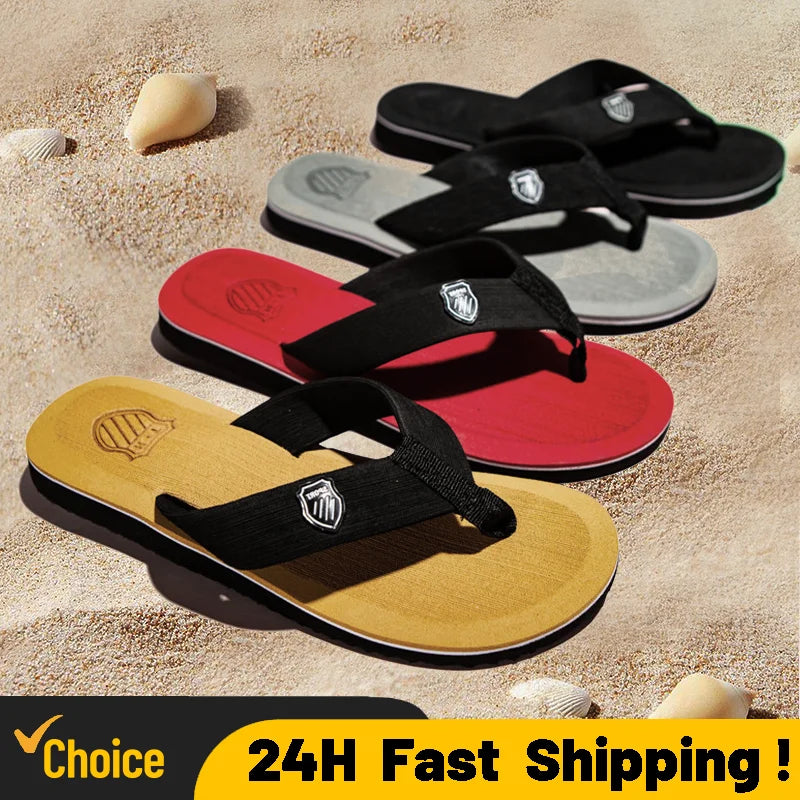 Flip-Flops For Men 2024 Summer Anti-Skid Breathable Home Outdoor Comfortable Slippers Daily Casual Men Flip-Flops Beach Slippers Qme