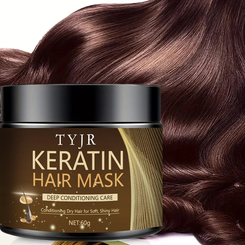 Keratin Hair Mask Professional Hair Care Deep Repair Mask Suitable for All Hair Types | Small Travel Bag/60G Qme