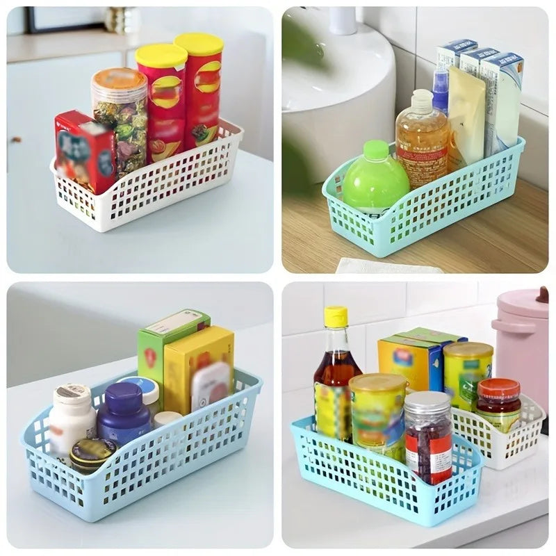 4pcs Stackable Storage Basket Set-Multifunctional Plastic Storage Box,Suitable for Books, Snacks,etc.Ideal Choice for Family Qme