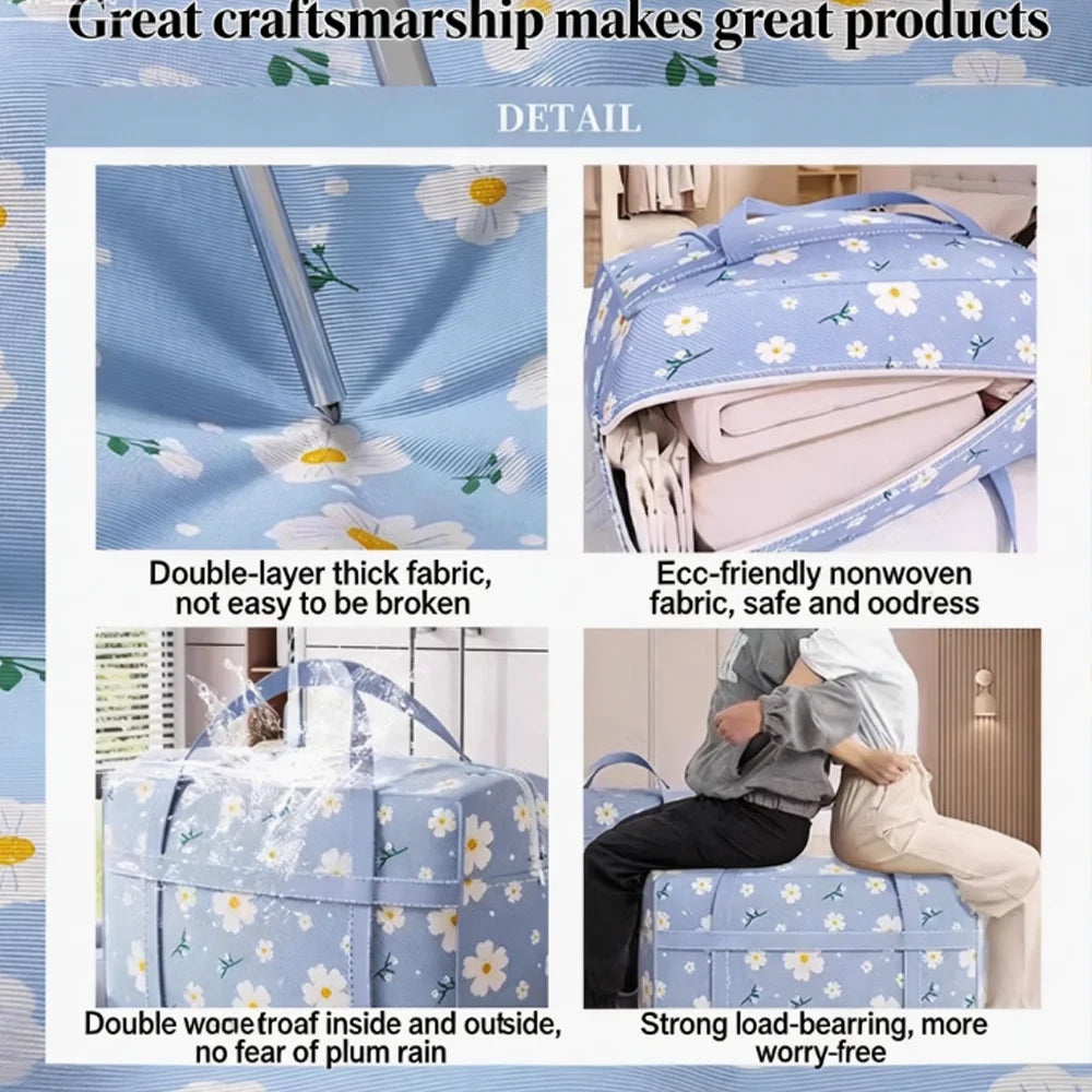 Extra Large Moisture-Proof Quilt & Clothes Storage Bag Heavy Duty Moving Packing Sack for Home Travel Luggage Tote Qme