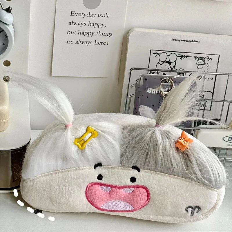 Funny Big Capacity Plush Pencil Bag Creative Cartoon Mouth Girl Pens Qme