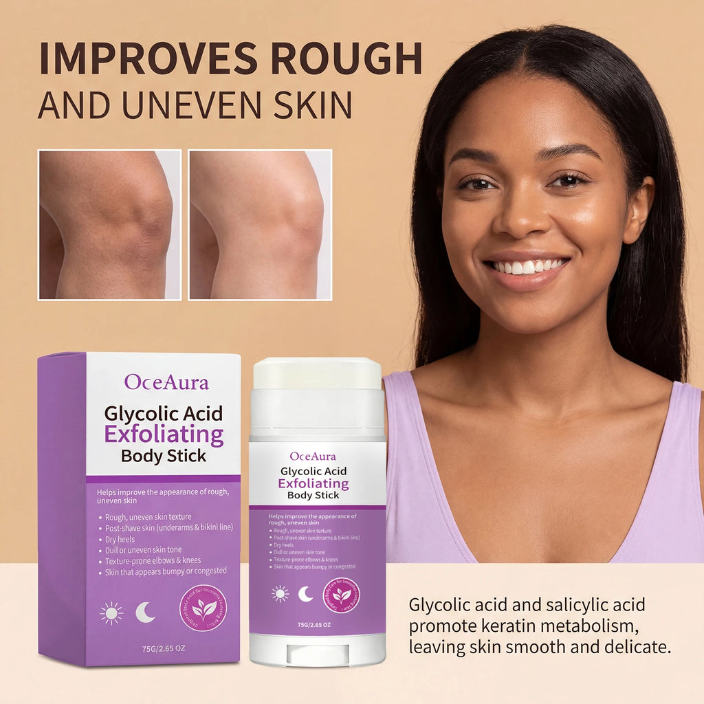 Exfoliating Body Stick Smoothing AHA BHA Shea Butter Moisturizing Skin Softening Body Exfoliator for Dry Skin Dead Skin Remover Qme